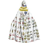DUWAA Capa con capucha con estampado de símbolo cultural del Reino Unido para hombres y mujeres, capa con capucha, disfraz unisex de bruja y vampiro para Halloween