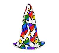 DUWAA Capa con capucha de colores arcoíris con estampado de corazones del orgullo gay para Halloween, estilo medieval para fiestas de Navidad, disfraces de cosplay