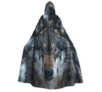 DUWAA Capa con capucha de ojos azules con estampado de lobo para adultos, hombres, mujeres, mago, vampiro, caballero, disfraz de capa genial