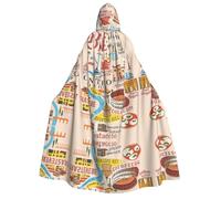 DUWAA Capa con capucha para hombres y mujeres, con diseño de mapa de Roma con monumentos e ilustres, unisex, disfraz de bruja y vampiro para Halloween