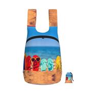 DUWAA Chanclas en una playa arenosa con estampado de playa, plegables, para senderismo, mochila de viaje, ligera, plegable, 10 kg, para mujeres y hombres