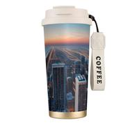 DUWAA Chicago Illinois USA 1 - Taza de café aislada de acero inoxidable con impresión, taza de camping, vaso de café para hombres y mujeres