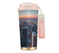 DUWAA Chicago Illinois USA 1 - Taza de café aislada de acero inoxidable con impresión, taza de camping, vaso de café para hombres y mujeres