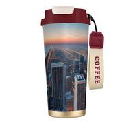 DUWAA Chicago Illinois USA 1 - Taza de café aislada de acero inoxidable con impresión, taza de camping, vaso de café para hombres y mujeres