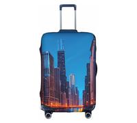 DUWAA Chicago Night Print - Funda elástica para maleta, se adapta a maletas de 18 a 32 pulgadas, accesorios de viaje, Blanco, L