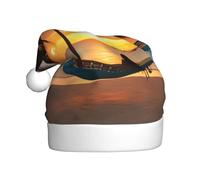 DUWAA Coco Beach Sunset Hamaca Impresión Suave Felpa Santa Sombrero Adulto Sombrero de Fiesta de Navidad con Pompón, para Navidad Año Nuevo Fiesta Festiva