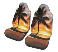 DUWAA Coconut Beach Sunset Hamaca Print 2 fundas interiores de asiento para asientos delanteros, antideslizantes para protectores de coche, se adapta a la mayoría de SUV, camiones, sedanes