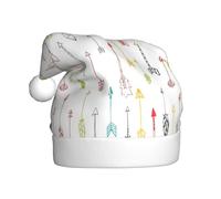 DUWAA Colorido arte dibujado a mano con flechas de estilo bohemio, sombreros de Navidad para adultos, sombrero de Papá Noel unisex, cómodo sombrero de Navidad para fiesta festiva de Año Nuevo