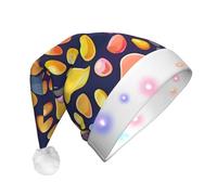DUWAA Colorido sombrero de Navidad iluminado con huellas de perro, gorro de Papá Noel iluminado con tira de luz LED colorida para adultos