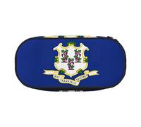 DUWAA Connecticut - Estuche de papelería funcional con estampado de bandera del estado de Connecticut, estuche portátil para lápices, estuche ligero