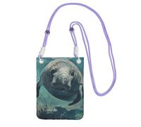 DUWAA Crazy Save - Bolso cruzado con estampado de manatí para mujer, bolso de hombro, bolsa de viaje para deporte, mini bolsa para teléfono, cartera para teléfono