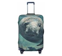 DUWAA Crazy Save - Funda elástica para equipaje, con estampado de manatí, se adapta a maletas de 45 a 81 cm, accesorios de viaje, Blanco, XL