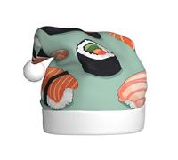 DUWAA Delicious Sushi 1 - Sombrero de Papá Noel de felpa suave para adultos, sombrero de fiesta de Navidad con pompón, para Navidad, Año Nuevo, fiesta festiva