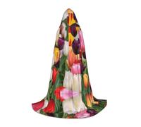 DUWAA Disfraz de Halloween con estampado de tulipanes, capa medieval para mujeres y hombres, capa renacentista con capucha