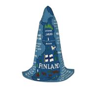 DUWAA Disfraz de Mapa de Finlandia con varias hazañas, disfraz de Halloween, capa medieval para mujeres y hombres, capa renacentista con capucha