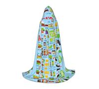 DUWAA Disfraz medieval de Mapa de Irlanda con iconos para Halloween, para mujeres y hombres, capa renacentista con capucha