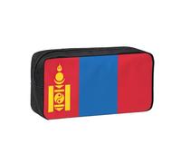 DUWAA Estuche con cremallera de gran capacidad con estampado de bandera de Mongolia para escuela, oficina, universidad, bolsa de lápices de gran capacidad para adultos