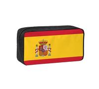 DUWAA Estuche con cremallera de gran capacidad con estampado de bandera española para escuela, oficina, universidad, bolsa de lápices de gran capacidad para adultos