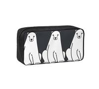 DUWAA Estuche con cremallera de gran capacidad con estampado de oso polar para escuela, oficina, universidad, bolsa de lápices de gran capacidad para adultos