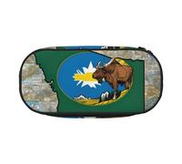 DUWAA Estuche de papelería funcional con estampado abstracto de la bandera de Montana Map03, estuche para lápices, estuche ligero