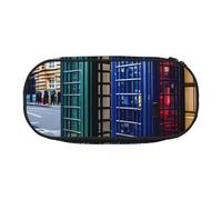 DUWAA Estuche de papelería funcional con estampado de cabina de teléfono británica, estuche para lápices, estuche ligero