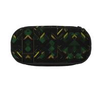 DUWAA Estuche de papelería funcional con estampado geométrico negro, verde y dorado