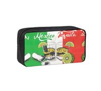 DUWAA Estuche para lápices con estampado de bandera de México y tequila de gran capacidad, bolsa para marcadores, monedero, organizador de papelería de oficina