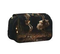 DUWAA Estuche para lápices con estampado de esqueleto con cremallera, bolsa transparente de color para maquillaje, bolsa de cosméticos, bolsa de papelería multiusos