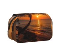 DUWAA Estuche para lápices con estampado de palmera y puesta de sol con cremallera, bolsa transparente para maquillaje, bolsa de cosméticos, bolsa de papelería multiusos