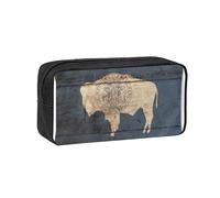 DUWAA Estuche portátil con diseño de mapa de la bandera del estado de Wyoming, gran capacidad, con cremallera, para oficina, viajes, maquillaje