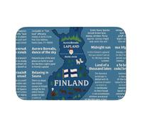 DUWAA Felpudo de terciopelo con diseño de mapa de Finlandia con varias hazañas, decoración de casa, felpudo temático para puerta delantera, porche, interior y exterior