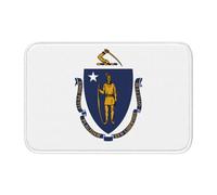 DUWAA Felpudo de terciopelo de cristal con estampado de bandera del estado de Massachusetts, tapete temático para puerta delantera, porche, interior y exterior