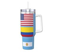 DUWAA Flags Represent - Vaso con pajilla abatible de 40 onzas, apto para portavasos, a prueba de fugas con asa