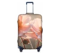 DUWAA Funda de equipaje de viaje con estampado de 3 flores coloridas, impermeable, a prueba de polvo, protector elástico para equipaje, Blanco, L