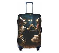 DUWAA Funda de equipaje de viaje con estampado de esqueleto bailando, protector de maleta impermeable a prueba de polvo, protector elástico de equipaje, Blanco, XL