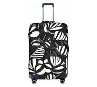 DUWAA Funda de equipaje de viaje con estampado de flores blancas y negras, impermeable, a prueba de polvo, protector de equipaje elástico, Blanco, XL