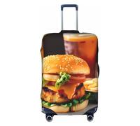 DUWAA Funda de equipaje de viaje con estampado de hamburguesas y patas de pollo, impermeable, a prueba de polvo, protector elástico de equipaje, Blanco, M