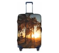DUWAA Funda de equipaje de viaje con estampado de nubes coloridas, diseño de palmeras y atardecer, impermeable, a prueba de polvo, protector elástico para equipaje, Blanco, S