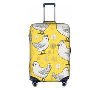 DUWAA Funda de equipaje de viaje con estampado de pollo amarillo, protector de maleta impermeable a prueba de polvo, protector elástico de equipaje, Blanco, M