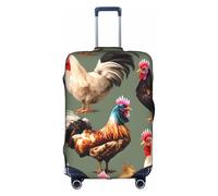 DUWAA Funda de equipaje de viaje con estampado de pollo y gallo, protector de maleta impermeable a prueba de polvo, protector elástico de equipaje, Blanco, S