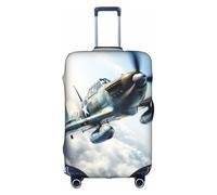 DUWAA Funda de equipaje de viaje con impresión de avión de la Segunda Guerra Mundial, impermeable, a prueba de polvo, protector de equipaje elástico, Blanco, XL