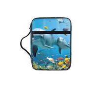 DUWAA Funda de gran capacidad para Biblia con diseño de delfín oceánico mirando a ti, 26 x 20 cm, bolsa de mano para mujeres y cristianos