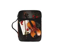 DUWAA Funda de gran capacidad para la Biblia con impresión de partituras de violín, 26 x 20 cm, bolsa de mano para mujeres y cristianos