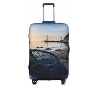 DUWAA Funda elástica para equipaje con diseño de redes de pesca, para maletas de 45 a 81 cm, accesorios de viaje, Blanco, S