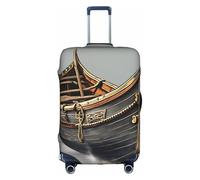 DUWAA Funda elástica para equipaje con estampado de barcos vikingos vikingos, funda protectora para maleta de 45,7 a 81,3 cm, accesorios de viaje, Blanco, S