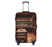 DUWAA Funda elástica para equipaje con estampado de bodega de vino tinto para maleta de 18 a 32 pulgadas, accesorios de viaje, Blanco, M
