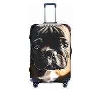 DUWAA Funda elástica para equipaje con estampado de bulldog francés, se adapta a maletas de 45,7 a 81,3 cm, accesorios de viaje, Blanco, S
