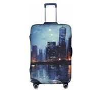 DUWAA Funda elástica para equipaje, con estampado de escena nocturna, se adapta a maletas de 18 a 32 pulgadas, accesorios de viaje, Blanco, S