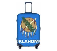 DUWAA Funda elástica para equipaje con estampado de la bandera del estado de Oklahoma, se adapta a maletas de 18 a 32 pulgadas, accesorios de viaje, Blanco, S
