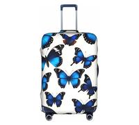 DUWAA Funda elástica para equipaje con estampado de mariposas azules, se adapta a maletas de 45,7 a 81,3 cm, accesorios de viaje, Blanco, M